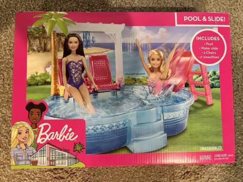 Barbie Swim Sommer Strand Schwimmbad Barbie Puppe Rutsche Geschenk Spielzeug Set - Bild 4 von 9
