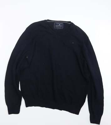 Stone Bay Herren Pullover blau V-Ausschnitt Baumwollmischung Größe XL