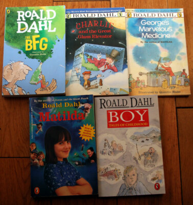 Lot of 5 ROALD DAHL Paperback Books Matilda Charlie Great Glass Elevator BFG BOY