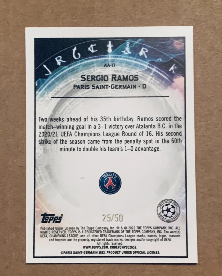 2021-22 Topps Merlin Soccer - Sergio Ramos #25/50 GOLD Ageless Alchemy - - Image 2 of 2