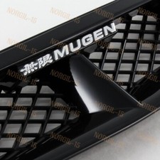 For 99-00 Honda Civic 234dr Mugen Black Front Hood Mesh Abs Grille Grill Combo