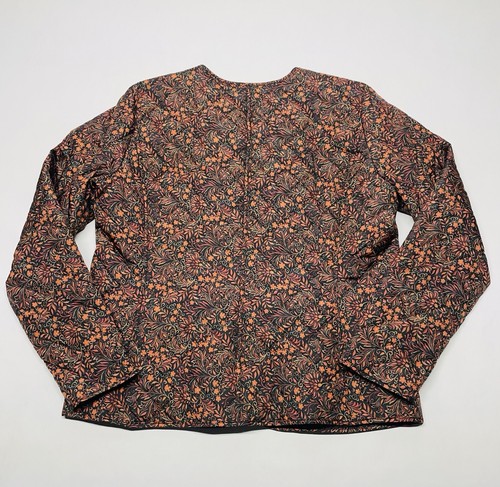 Ditzy Floral Artsy Quilted Puffer Button Up Jacket Womens M Boho Grandma Spring - Picture 4 of 7