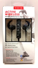 Wireless Black Earbuds In Line Mic Bluetooth Dynamic Stereo Ear Hooks BRAND NEW