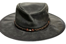 Stetson The Crater Wide Brim Leather Hat Size Small - 6 3/4 - 6 7/8