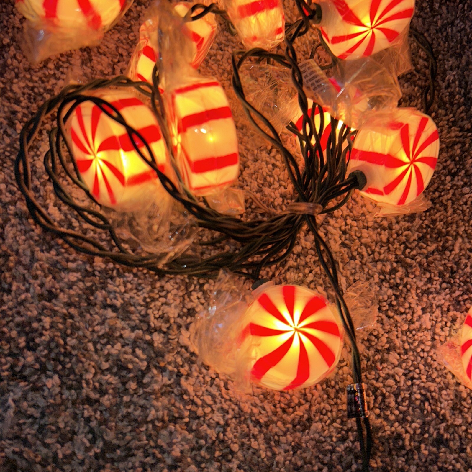 Peppermint Candy Christmas Tree Lights Garland 2 Strands Working eBay