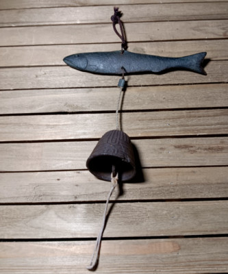 Cast Iron Hanging fish with a bell Nautical Ocean Beach House