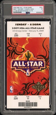 2009 NBA ALL-STAR GAME FULL TICKET MVPS-KOBE BRYANT (ASG#11/18)SHAQ O’NEAL  PSA