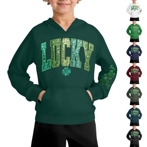 Boys Casual Fashion Long Sleeve Hooded Pocket Sweatshirt