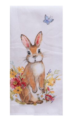 Kay Dee Designs Easter Hello Spring Floral Bunny Dual Purpose Kitchen Towel