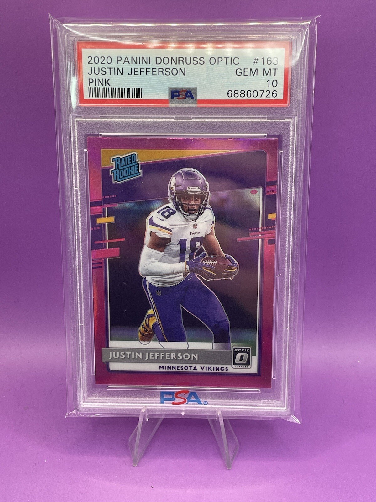 2020 Panini Donruss Optic Justin Jefferson Pink Rated Rookie #163 PSA 10
