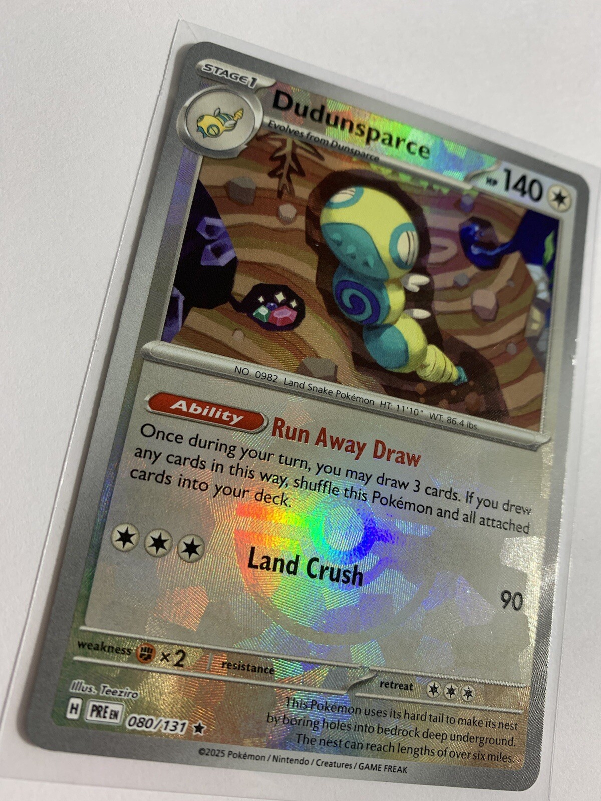 Pokemon Prismatic Evolutions Dunsparce 079/131 Poke Ball Pattern Holo NM