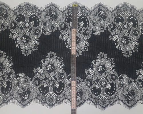 LOT 3 Meters Black French Style Chantilly Eyelash Double Edge Lace Trims W 40 CM — 第 2/4 张图片