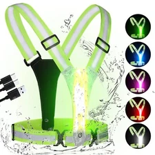 LED Reflective Running Vest - Rechargeable High Visibility for Night Safety