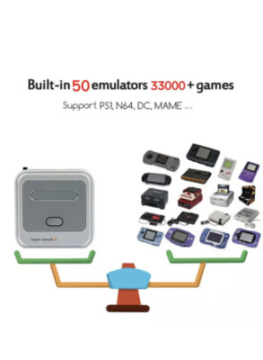 Super Console Pocket | 60.000 geïntegreerde games | Plug and Play Retro Video Game Console met 70 klassieke emulators | 4K HD-uitgang voor tv, laptop en computer