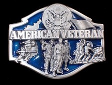 AMERICAN VETERAN BELT BUCKLE SISKIYOU PEWTER  ENAMEL NEW
