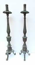 Candelabri antichi in ottone fine 700 arte sacra coppia candelieri circa 80 cm