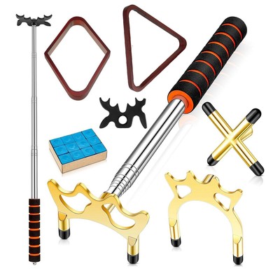 Pool Table Pool Cue Accessory with 3 Piece Removable Brass Bridge 3091