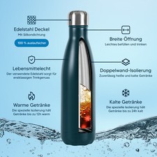 Edelstahl-Trinkflasche Mit Strohhalm – 600 Ml, Isoliert, Auslaufsicher, Kindersicheres Design (Einhorn Mit Sternen)
