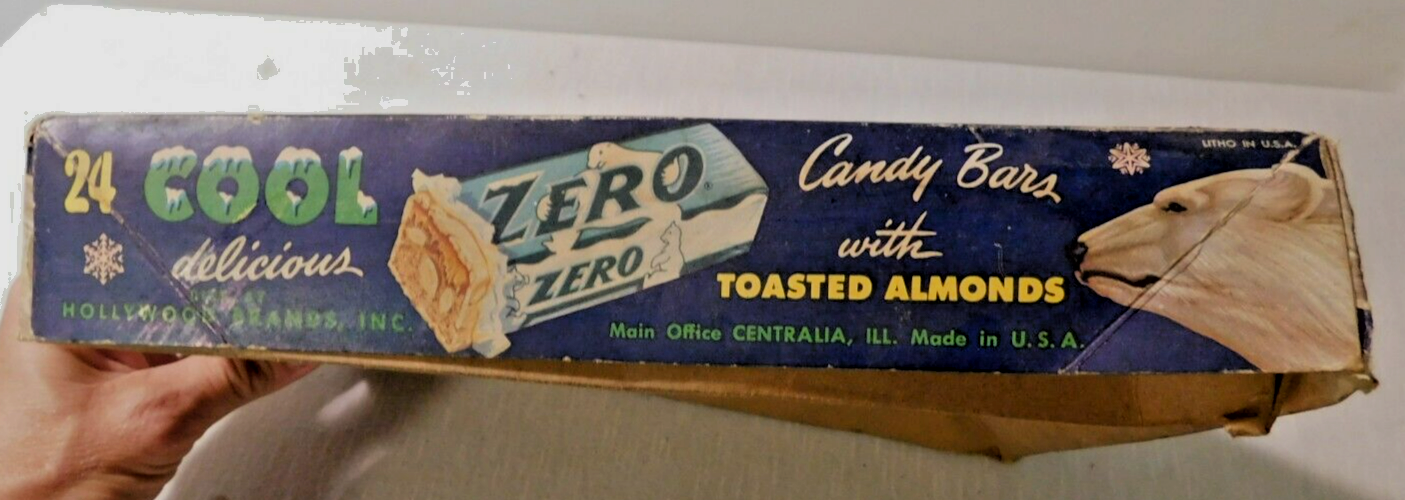 Vintage 1950s ZERO CANDY BAR Display Box Only Hollywood Brand Inc