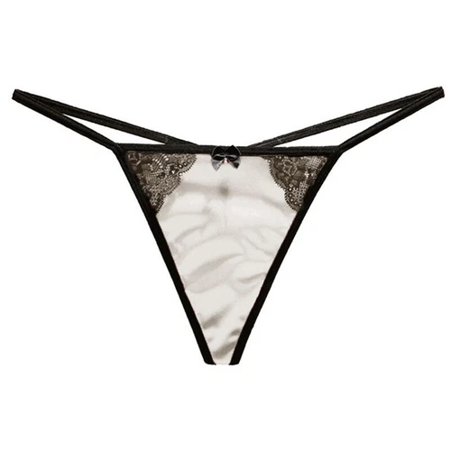 Sexy Womens T-back Panties Satin Thong G-string Briefs Lace Lingeries Underwear - Picture 13 of 27