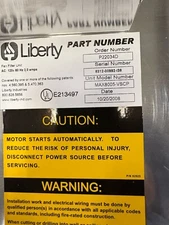 Fan Filter Unit Liberty Model MAX8005-VSCP AC:120v 60Hz 3.0 amps