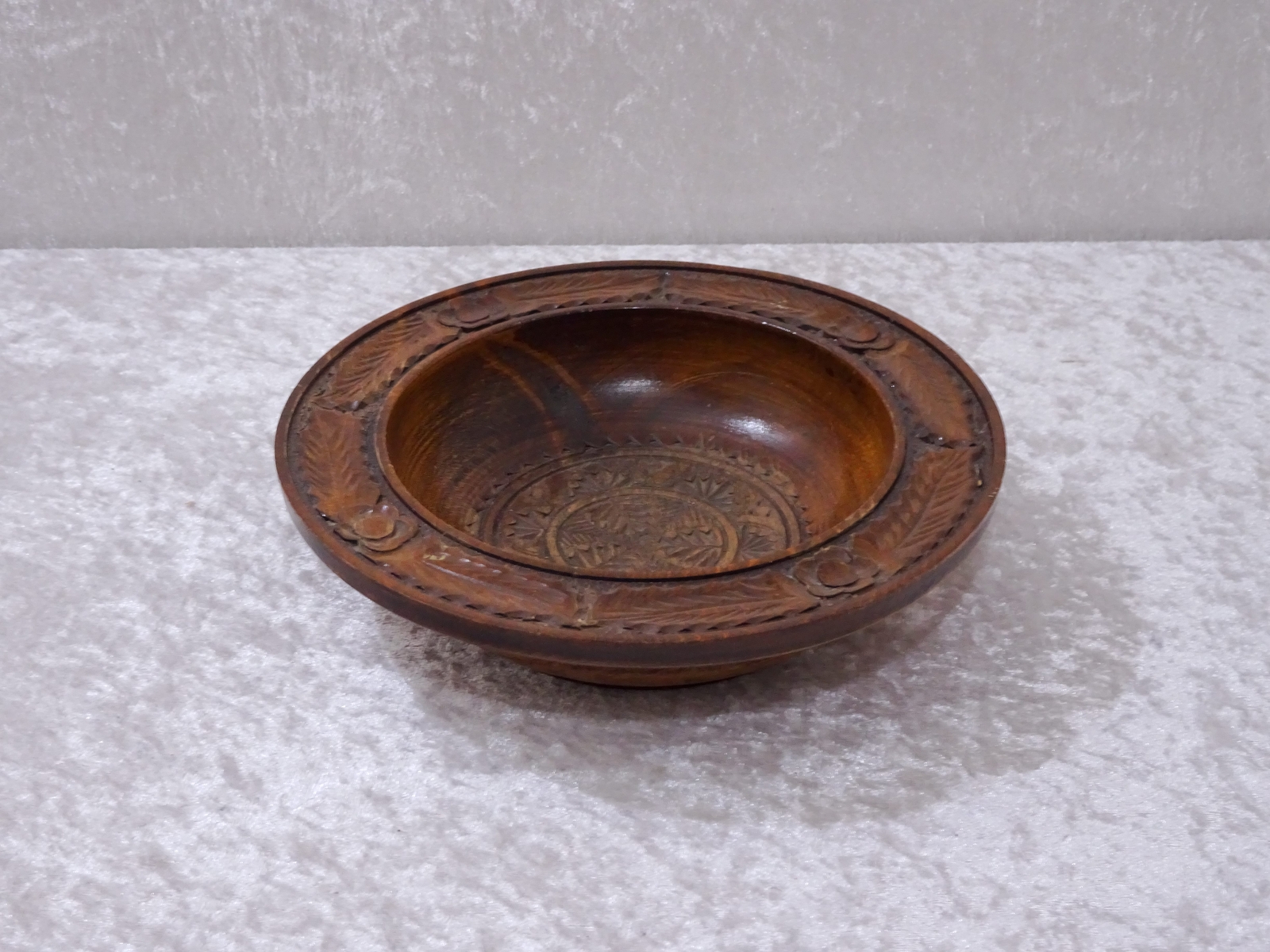 Madera Diseño Cuenco Handmade Tallado Arte Popular - Vintage - 19,5CM