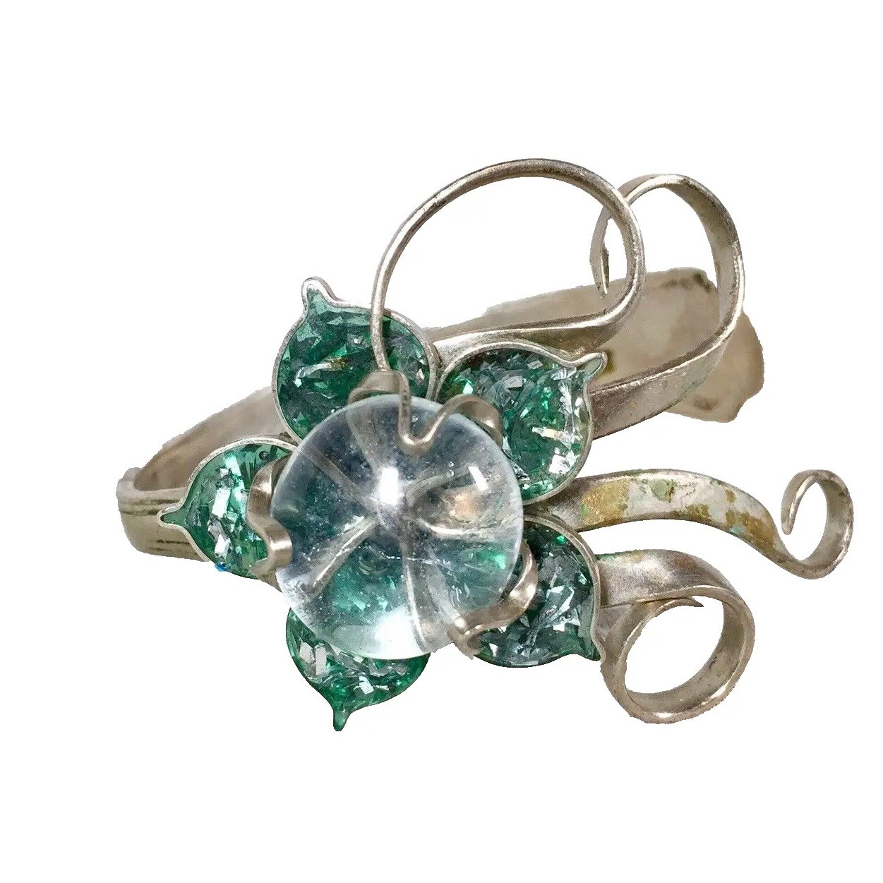 Fork Cuff Bracelet Bangle Silvertone Repurposed H… - image 1