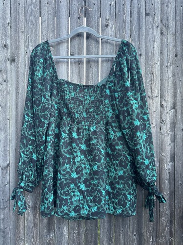 Isabel Maternity Floral Chiffon Long Sleeve Corsetry Top in Green/Black Size XXL - Picture 2 of 22