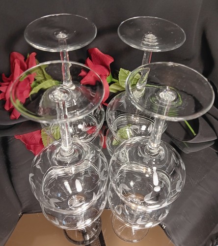 Juego de 4 copas de vino vintage MCM emparejadas corte hoja corvejones - Imagen 6 de 8
