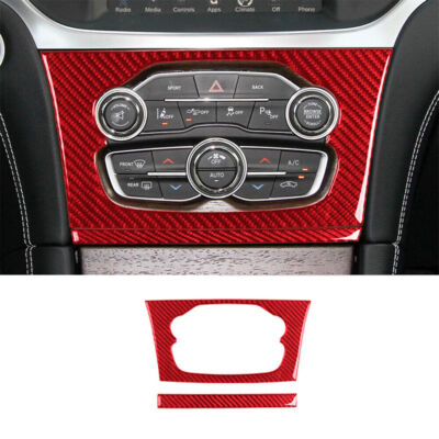 For Chrysler 300 2015-2022 Red Carbon Fiber Central Climate Control Cover Trim
