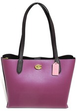 NEW Authentic COACH Signature Colorblock Leather WILLOW Shoulder Tote Deep Plum