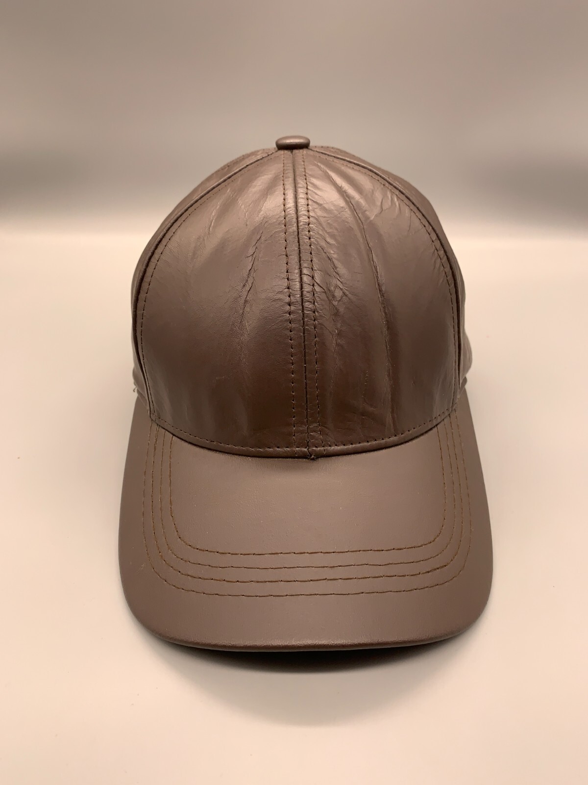 Leather Hat Cap Adjustable Strap Back Brown Baseb… - image 1