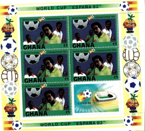 Ghana 1982 - Football Espana 82 - Sheet of 4 Stamps - Scott #804, 6, 8, 9 - MNH - Picture 2 of 5
