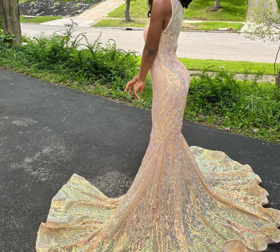 Новый золотой выпускного платья длинный русалка размер S-M - Изображение 2 из 3