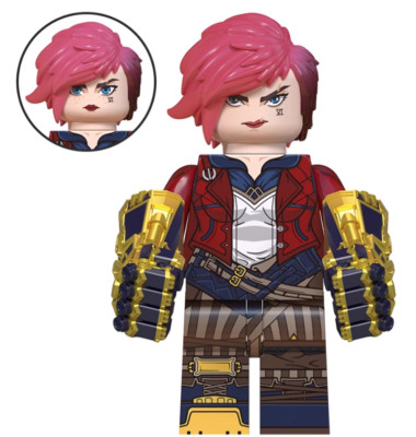 LoL League of Legends Arcane  Vi Violet Figur mit 2 Gesichtern, Atlas Gauntlet