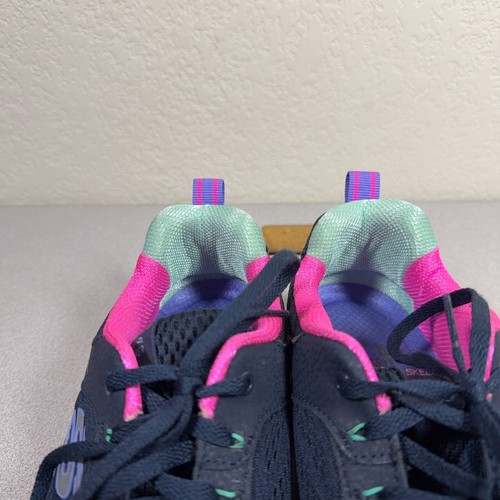 SKECHERS D'LUX WALKER Infinite Motion Mesh Shoes Navy Blue Pink Women's Size 9 - Picture 8 of 11