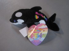 Vintage LISA FRANK Fantastic Beans Buddies Beanie Plush MAX SPLASH Orca NWT