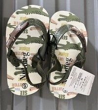 Boys Nutmeg (Morrisons) Dinosaur Flip Flops - Size 6 Brand New With Tags