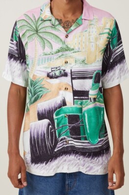NWT Riviera Racetrack 'Sunset' Premium Hawaiin Style Short Sleeve Shirt - $50