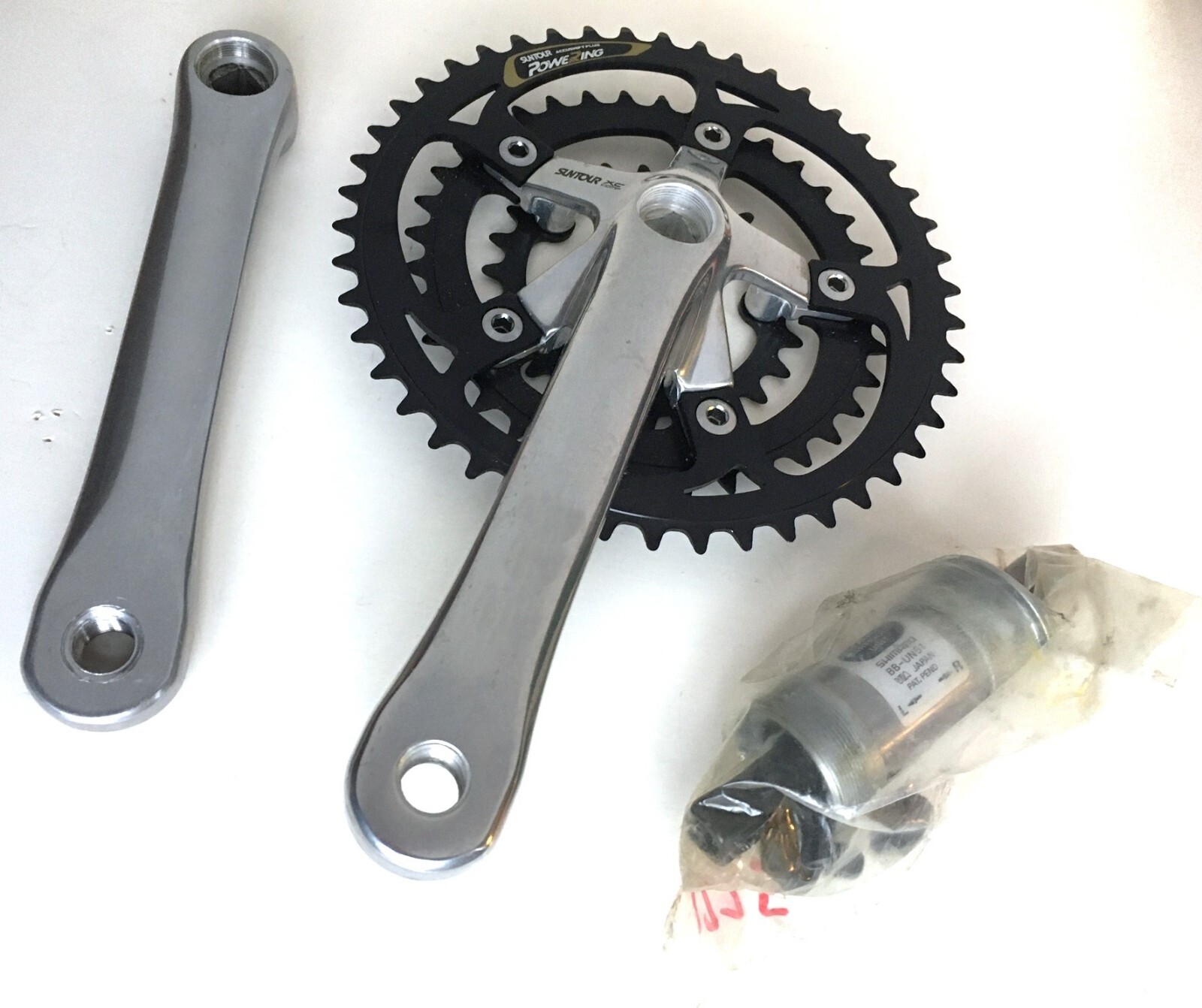 Suntour XC Triple Crankset NOS 80s 175mm 24/36/46 Japan New w/BB Touring MTB