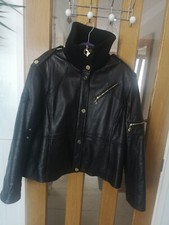 Vintage Y2k Baby Phat Authentic Leather Bomber Biker Jacket Gold Lining Rrp €190