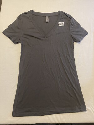 Women s Grey Next Level Apparel V- Neck T-Shirt Size M