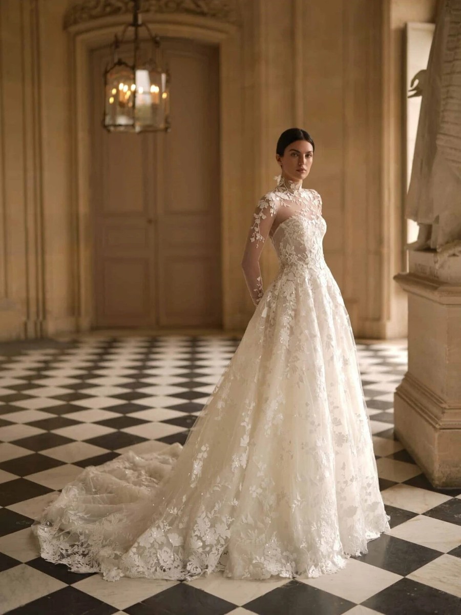 a line dress size 14 Sparkly Sequin Ball Gown Ivory Wedding Dresses Off The Shoulder –  MyChicDress main image 0