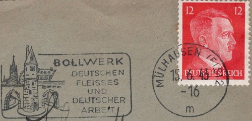 GERMANY 1943 WWII TW0 12PF COVERS FROM 1. MULHAUSEN TO RISELBEIM &2. ZABERN - Picture 3 of 6