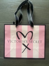 Victoria's Secret kleine Papier-Geschenktüte Herz glänzend rosa/schwarz 7,5 x 6,25 x 3,5