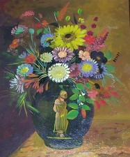 Blumenstrauß Blumenvase griechische Göttin Ölgemälde antikes Griechenland