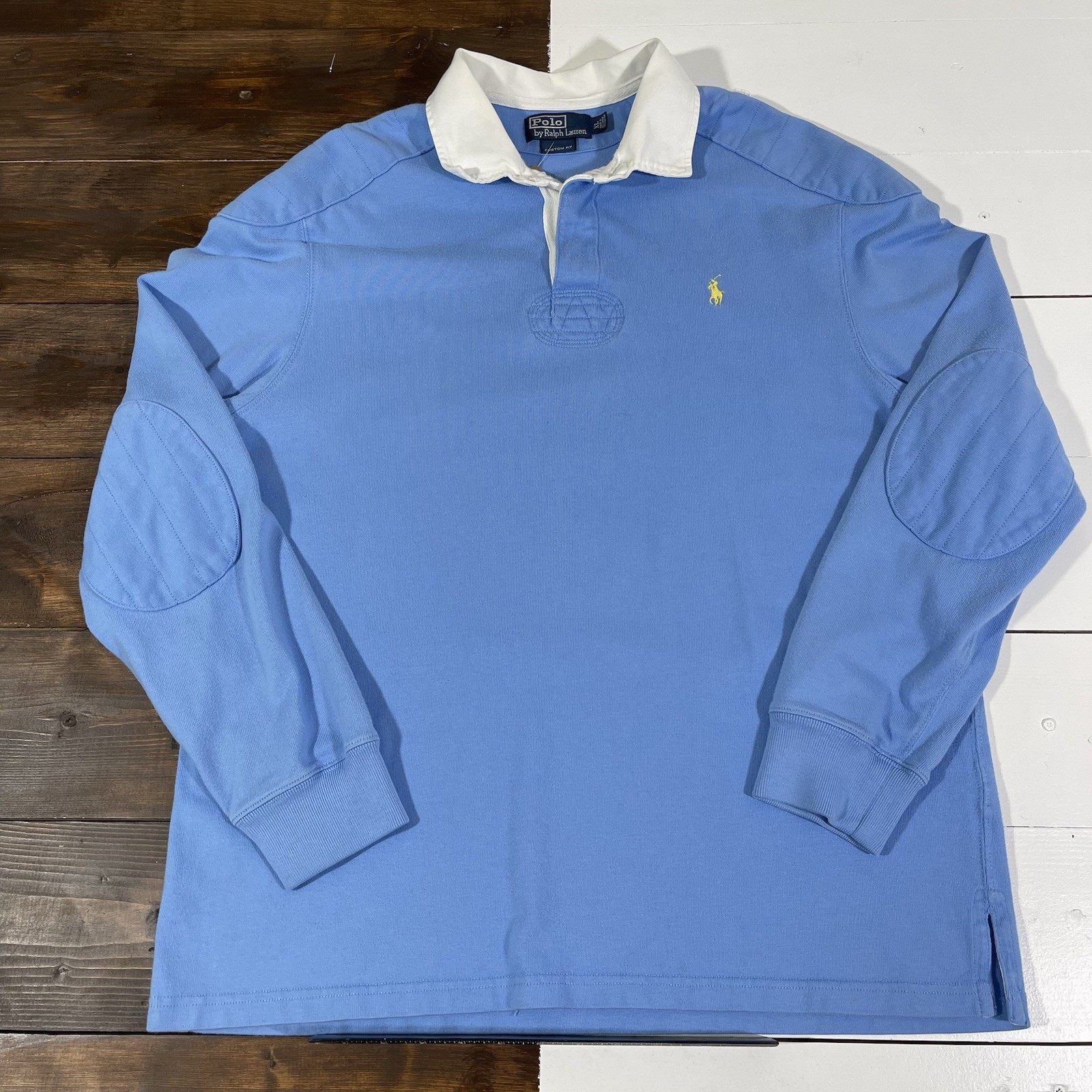 Vintage Y2K Polo Ralph Lauren Light Blue Rugby Shirt Men’s Size XL Preppy