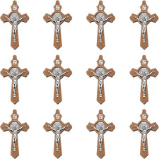 10Pcs Small Solid Wooden Cross Charm Cruz De Madera Palm Crosses Religious Saint