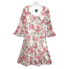 Rabbit Rabbit Rabbit Pink Floral Crochet Lace Dress 12 Coquette Modest