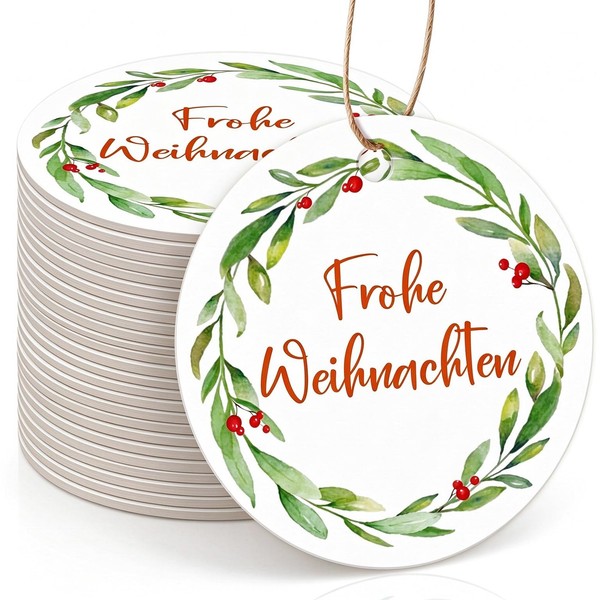 GeschenkanhäNger Weihnachten Etiketten AnhäNger Kranzmotiv Kartonpapier 50 StüCk-image